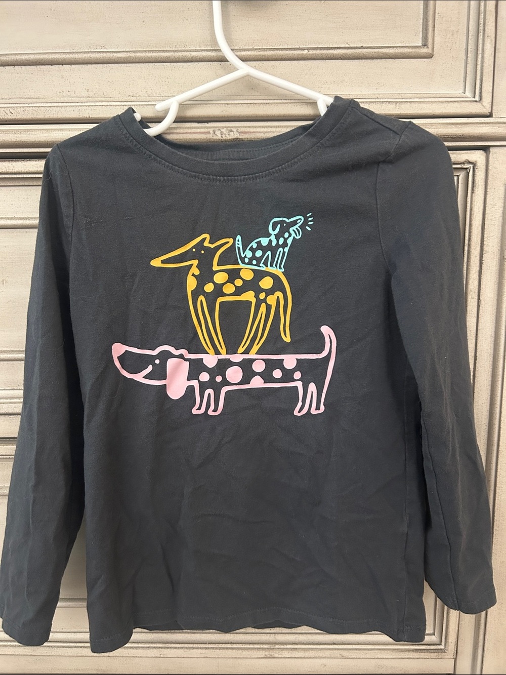 Cat & Jack Black Long-Sleeve Tee with Colorful Stacked Dogs